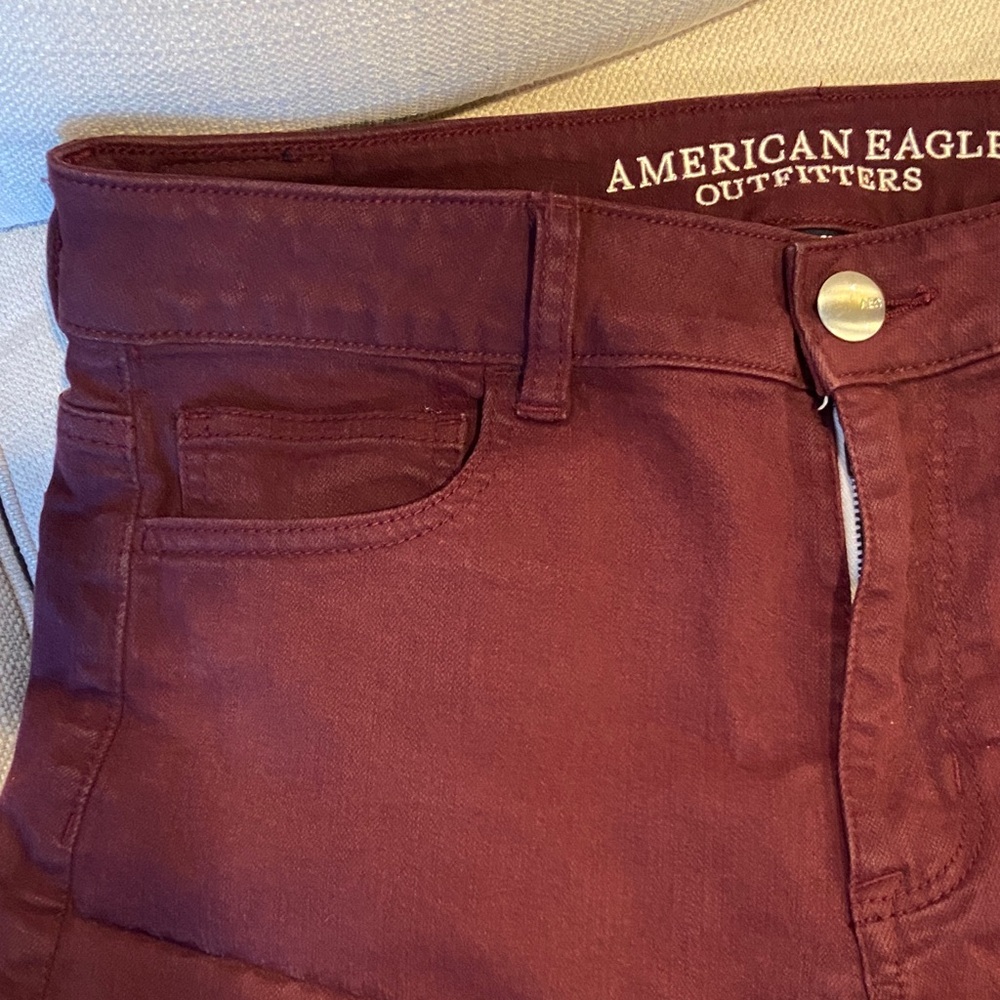 American Eagle Outfitters Women's Maroon Jean Shorts - Picture 4 of 12